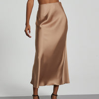 In-Stock Cross-Border Women's Clothing Wholesale European and American Style Elegant Satin Midi Skirt Slimming and Flowy