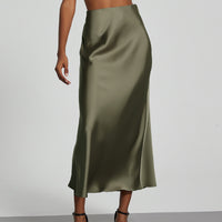 In-Stock Cross-Border Women's Clothing Wholesale European and American Style Elegant Satin Midi Skirt Slimming and Flowy