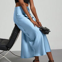 In-Stock Cross-Border Women's Clothing Wholesale European and American Style Elegant Satin Midi Skirt Slimming and Flowy