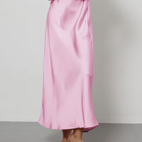 In-Stock Cross-Border Women's Clothing Wholesale European and American Style Elegant Satin Midi Skirt Slimming and Flowy