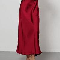 In-Stock Cross-Border Women's Clothing Wholesale European and American Style Elegant Satin Midi Skirt Slimming and Flowy