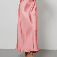 In-Stock Cross-Border Women's Clothing Wholesale European and American Style Elegant Satin Midi Skirt Slimming and Flowy