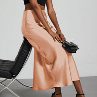 In-Stock Cross-Border Women's Clothing Wholesale European and American Style Elegant Satin Midi Skirt Slimming and Flowy