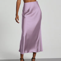 In-Stock Cross-Border Women's Clothing Wholesale European and American Style Elegant Satin Midi Skirt Slimming and Flowy
