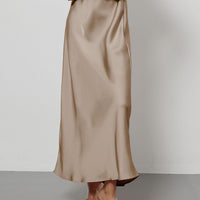 In-Stock Cross-Border Women's Clothing Wholesale European and American Style Elegant Satin Midi Skirt Slimming and Flowy