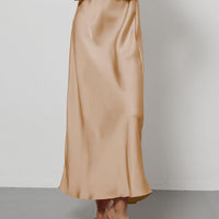 In-Stock Cross-Border Women's Clothing Wholesale European and American Style Elegant Satin Midi Skirt Slimming and Flowy