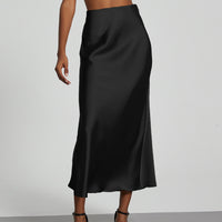 In-Stock Cross-Border Women's Clothing Wholesale European and American Style Elegant Satin Midi Skirt Slimming and Flowy