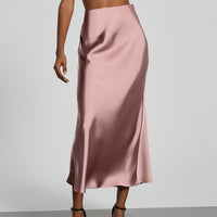 In-Stock Cross-Border Women's Clothing Wholesale European and American Style Elegant Satin Midi Skirt Slimming and Flowy