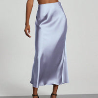 In-Stock Cross-Border Women's Clothing Wholesale European and American Style Elegant Satin Midi Skirt Slimming and Flowy