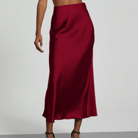 In-Stock Cross-Border Women's Clothing Wholesale European and American Style Elegant Satin Midi Skirt Slimming and Flowy