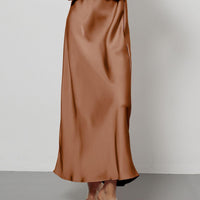 In-Stock Cross-Border Women's Clothing Wholesale European and American Style Elegant Satin Midi Skirt Slimming and Flowy