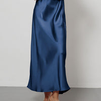 In-Stock Cross-Border Women's Clothing Wholesale European and American Style Elegant Satin Midi Skirt Slimming and Flowy
