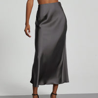 In-Stock Cross-Border Women's Clothing Wholesale European and American Style Elegant Satin Midi Skirt Slimming and Flowy