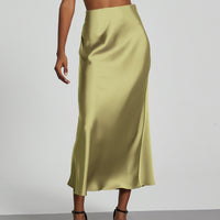In-Stock Cross-Border Women's Clothing Wholesale European and American Style Elegant Satin Midi Skirt Slimming and Flowy