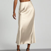 In-Stock Cross-Border Women's Clothing Wholesale European and American Style Elegant Satin Midi Skirt Slimming and Flowy