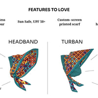 Retro Kerchief Headscarf - Heather Paisley