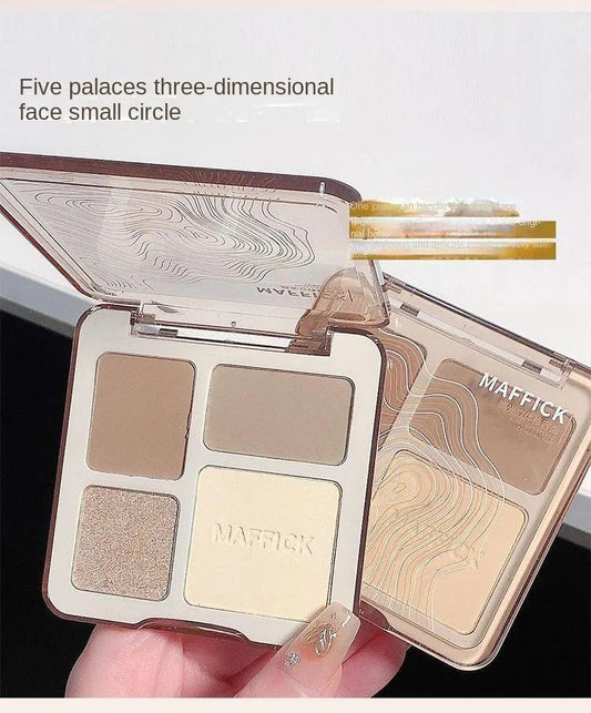 Natural Stereoscopic Face Powder Palette Matte Bronzer Contour Shading Multifunctional Highlighter Cosmetic Blush Gift - MANDOTOS