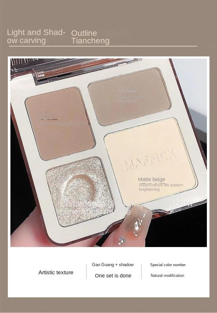 Natural Stereoscopic Face Powder Palette Matte Bronzer Contour Shading Multifunctional Highlighter Cosmetic Blush Gift - MANDOTOS