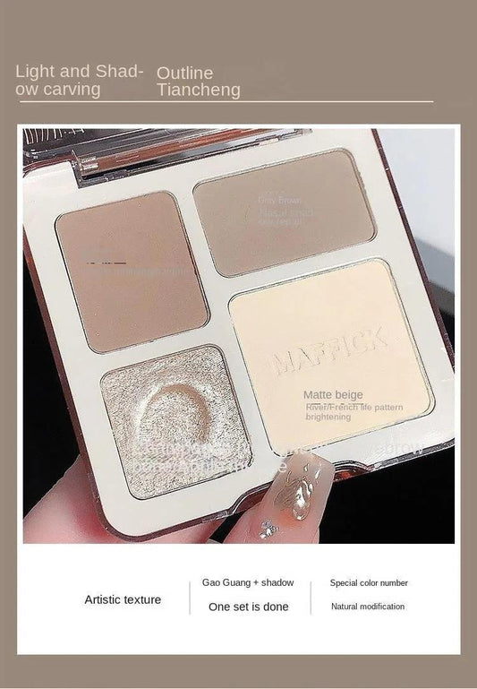 Natural Stereoscopic Face Powder Palette Matte Bronzer Contour Shading Multifunctional Highlighter Cosmetic Blush Gift - MANDOTOS