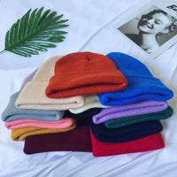 Women Men Fluorescent Color Warm Beanie Hat Autumn Winter Stretch Knitted Crochet Beanies Hat Cap Black Red White Navy Pink