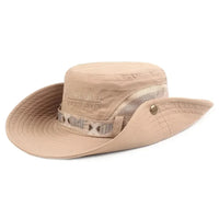 Summer Men's Wide Brim Bucket Hat UV Protection Panama Style Mesh Fisherman Beach Sun Hat for Outdoor Hunting Hiking