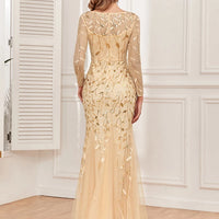 2024 Hot Sale Mermaid Evening Dresses O-Neck Full Sleeve Tulle Embroidery Long Party Gown Elegant Formal Dress