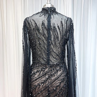 Eshaut&bridal Luxury Beaded Evening Dress Cape Sleeve Dubai Sheer Neck Mermaid Formal Prom Wedding Party Gown Customized 2026