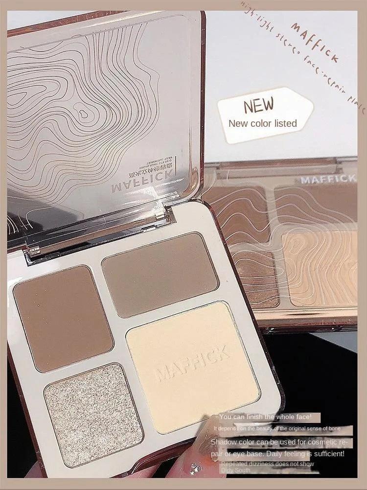 Natural Stereoscopic Face Powder Palette Matte Bronzer Contour Shading Multifunctional Highlighter Cosmetic Blush Gift - MANDOTOS