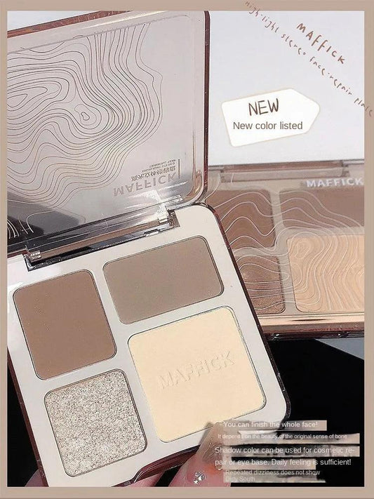 Natural Stereoscopic Face Powder Palette Matte Bronzer Contour Shading Multifunctional Highlighter Cosmetic Blush Gift - MANDOTOS