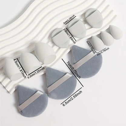 12 Piece All Purpose Makeup Sponge Set with Loose Powder Puffs Mini Air Cushion Puffs Beauty Eggs and Mini Beauty Sponges - MANDOTOS