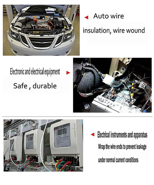 15 Meter Heat-resistant Flame Retardant Tape Coroplast Adhesive Cloth Tape For Car Cable Harness Wiring Loom Protection - MANDOTOS