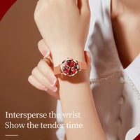 OLEVS Luxury Fashion Ladies' Watches Rose Gold Top Brand Original Quartz Watch for Women Stainless Steel Mesh Strap Love Dial