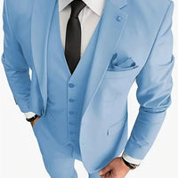 Men's Suits 3pcs Mens Business Suit Notch Lapel Blazer Formal Wedding Groom Pants Tux Vest Tuxedos (Blazer+vest+Pants)