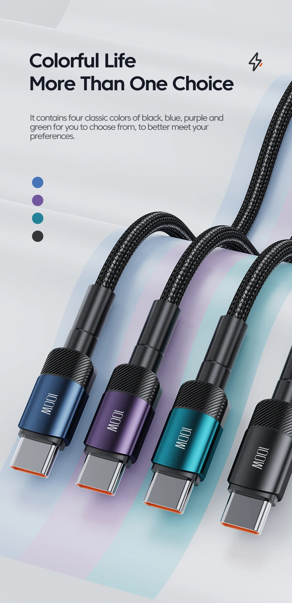 Toocki 100W Type C to USB C Cable PD 3.0 Quick Charge 4.0 Fast Charging Type C to Type C for iPhone 15 Macbook Samsung Xiaomi - MANDOTOS