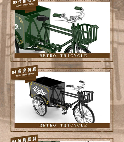 Rickshaw Tricycle model retro bicycle Simulation Alloy model decoration decorative Collection gift