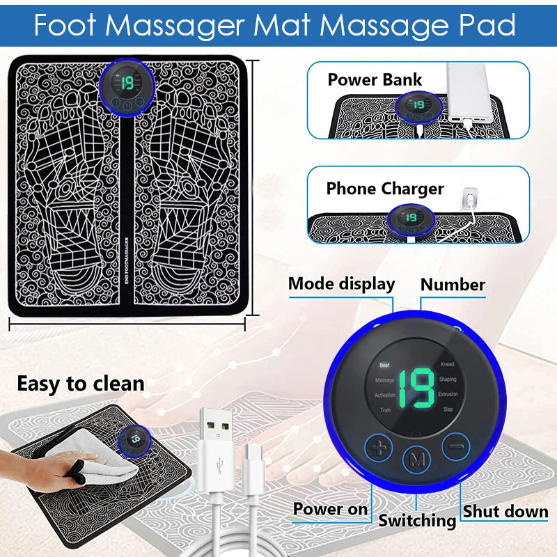 Electric Foot Massager Pad Muscle Massage Relaxation Trainer For Massage Fitness Outdoor Sport Home Family Relax - MANDOTOS