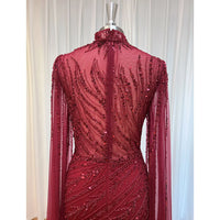 Eshaut&bridal Luxury Beaded Evening Dress Cape Sleeve Dubai Sheer Neck Mermaid Formal Prom Wedding Party Gown Customized 2026