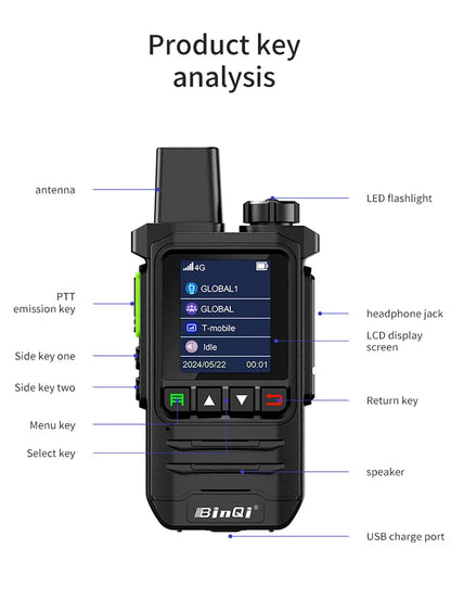 BINQI-K6 GXINPOC Platform Global -4G POC walkie talkie, 5000kilometers remote , global policecivilian fleet walkie talkie(free) - MANDOTOS