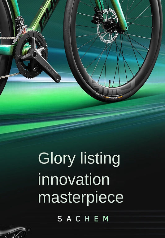 2025 New Ultra-Light Carbon Fiber Road Bike Fast Racing Bicycle with Hydraulic Disc Brakes 16/24-Speed Gear Shift Drop Handlebar