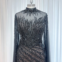 Eshaut&bridal Luxury Beaded Evening Dress Cape Sleeve Dubai Sheer Neck Mermaid Formal Prom Wedding Party Gown Customized 2026