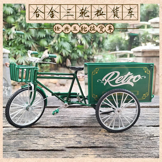 Rickshaw Tricycle model retro bicycle Simulation Alloy model decoration decorative Collection gift