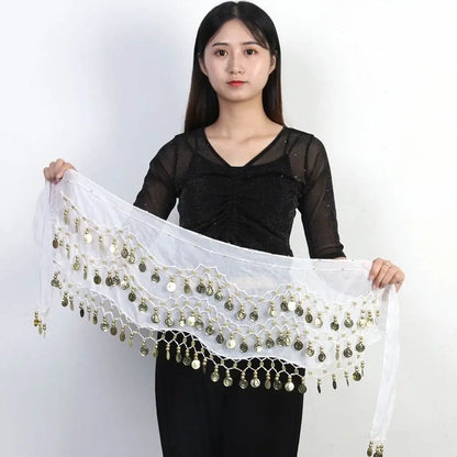 Thailand/India/Arab Dancer Skirt Women Sexy Belly Dance Hip Scarf Wrap Belt Dancer Skirt Female Show Sequins Tassels Costumes - MANDOTOS