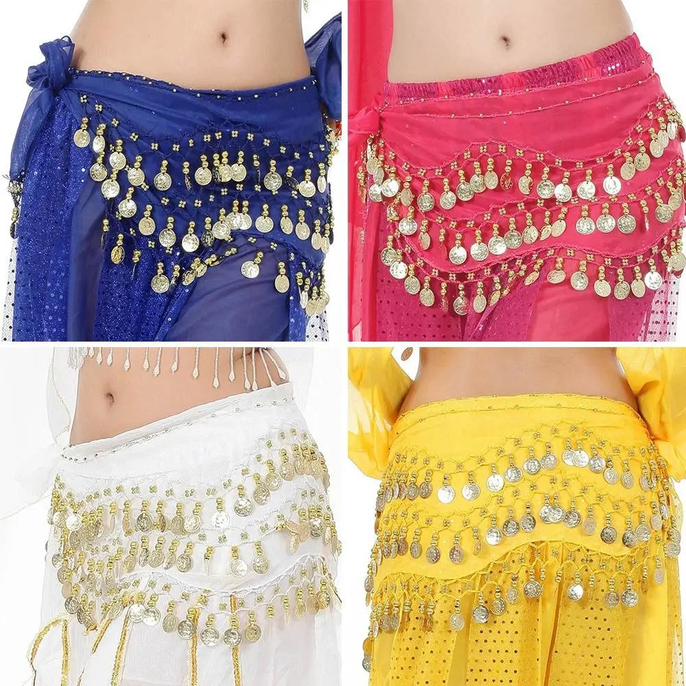 Thailand/India/Arab Dancer Skirt Women Sexy Belly Dance Hip Scarf Wrap Belt Dancer Skirt Female Show Sequins Tassels Costumes - MANDOTOS