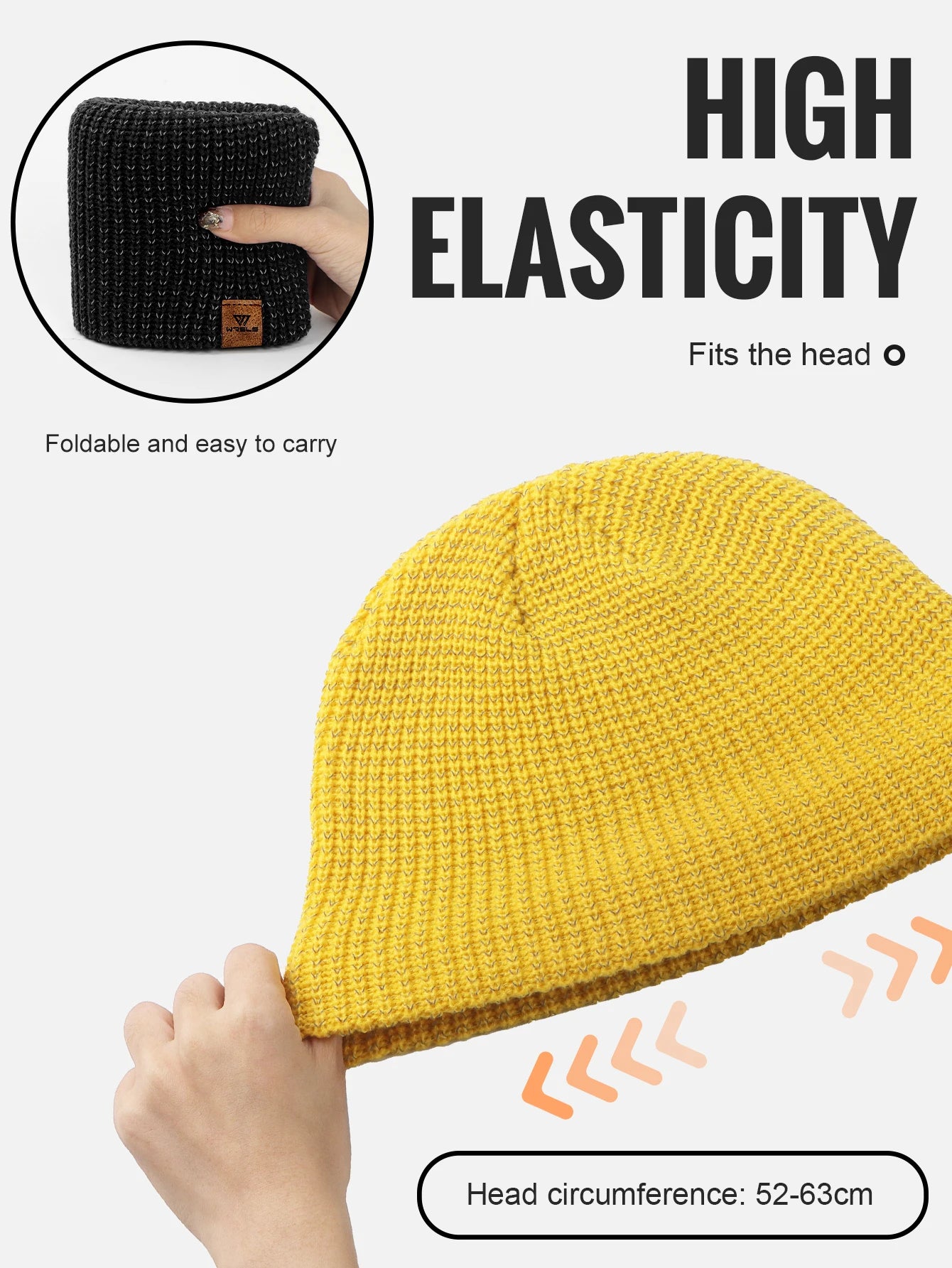 WRELS Winter Knitted Beanie Hats Warm Night Running Reflective Hat Unisex Windproof Ear Protection Cycling Hiking Ski Cap