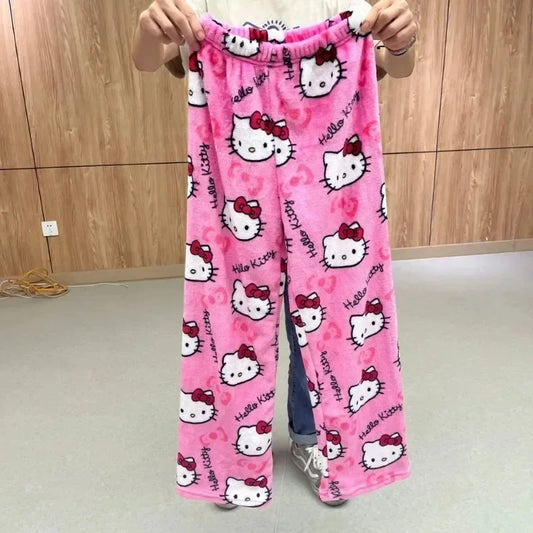 Y2K Hello Kitty Pajamas Pants Sanrio Anime Women's Pajama Pants Cartoon Couple Home Sleepwear Trousers Leisure Home Clothing - MANDOTOS