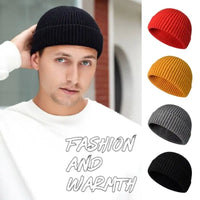 Winter Knitted Hat Warm Outdoor Sport Cold Protection Running Beanie Cap Elastic Thermal Cycling Skull Roll-up Cuffed Cap