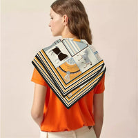 90x90cm New Design Horse Universe Printed Twill Silk Scarf Square Scarves Lady Wraps Kerchief Woman Neck Shawl Wraps