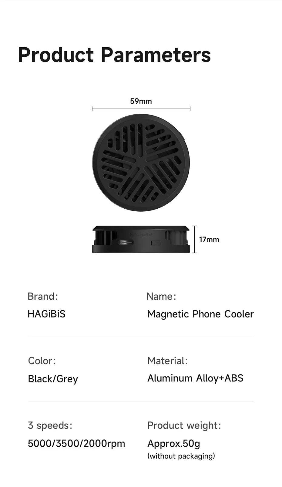 Hagibis Magnetic Cell Phone Cooler Universal Cooling Fan Mobile Phone Radiator for iPhone 16 Pro Black Shark Gaming Live Stream - MANDOTOS