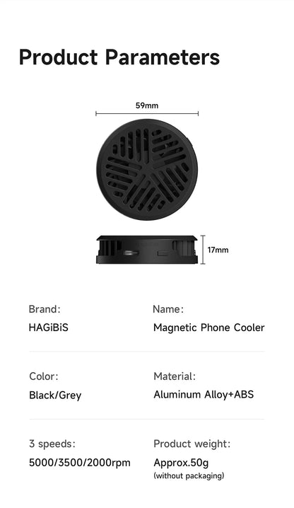 Hagibis Magnetic Cell Phone Cooler Universal Cooling Fan Mobile Phone Radiator for iPhone 16 Pro Black Shark Gaming Live Stream - MANDOTOS
