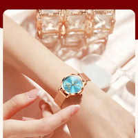 OLEVS Luxury Fashion Ladies' Watches Rose Gold Top Brand Original Quartz Watch for Women Stainless Steel Mesh Strap Love Dial